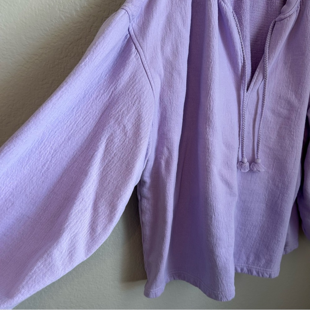Aerie Women’s Easy Street Cotton Oversized Gauzy Sweatshirt in Lavender, Large - Picture 5 of 8